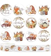 Whaline 1000Pcs Fall Thanksgiving Stickers Pumpkin Maple Leaf Autumn Round Stickers Sealing Label...
