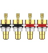 Viborg 4X RCA Plug Socket, RC102G, Gold-Plated Pure Copper RCA Chassis Female Connector RCA Plug ...