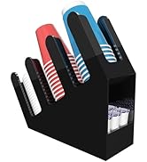 WINFFOR 3-Compartment Disposable Cup Holder - Cup and Lid Holder with Straw Organizer Black Acryl...