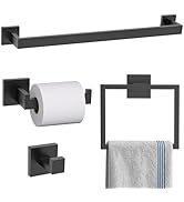 TURS 5-Piece Bathroom Hardware Set Matte Black Towel Bar Set Bath Towel Holder Sets SUS 304 Stain...