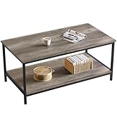 SAYGOER 2-Tier Coffee Table for Living Room Farmhouse Style Center Table with Storage Shelf Recta...