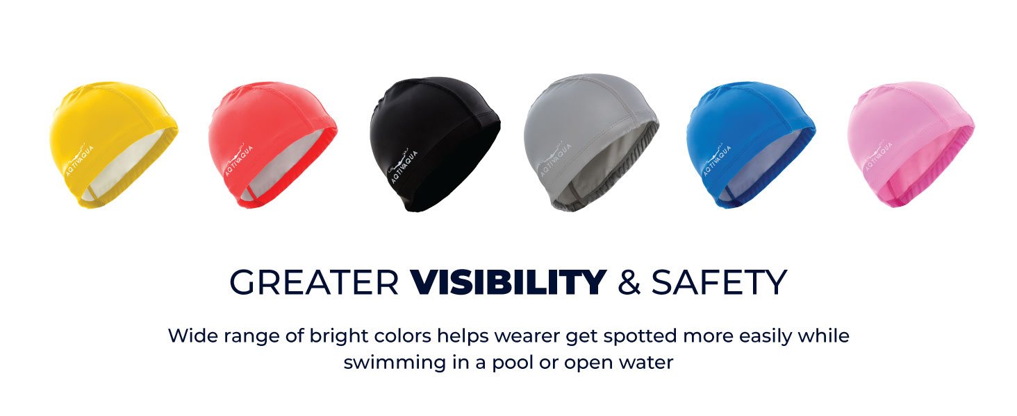 AqtivAqua Spandex Swimming Cap with Protective Layer // Swim Cap for Men Women