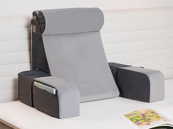 21in double grey reading pillow