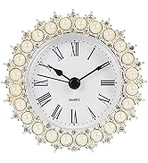 NIKKY HOME Small Table Clock with Faux Pearls Battery Operated for Living Room Decor Desk Shelf 3...