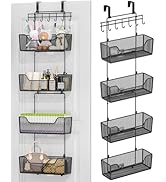 HapiRm Over The Door Organizer - Hanging Door Organizer with 4 Metal Large Capacity Baskets and A...