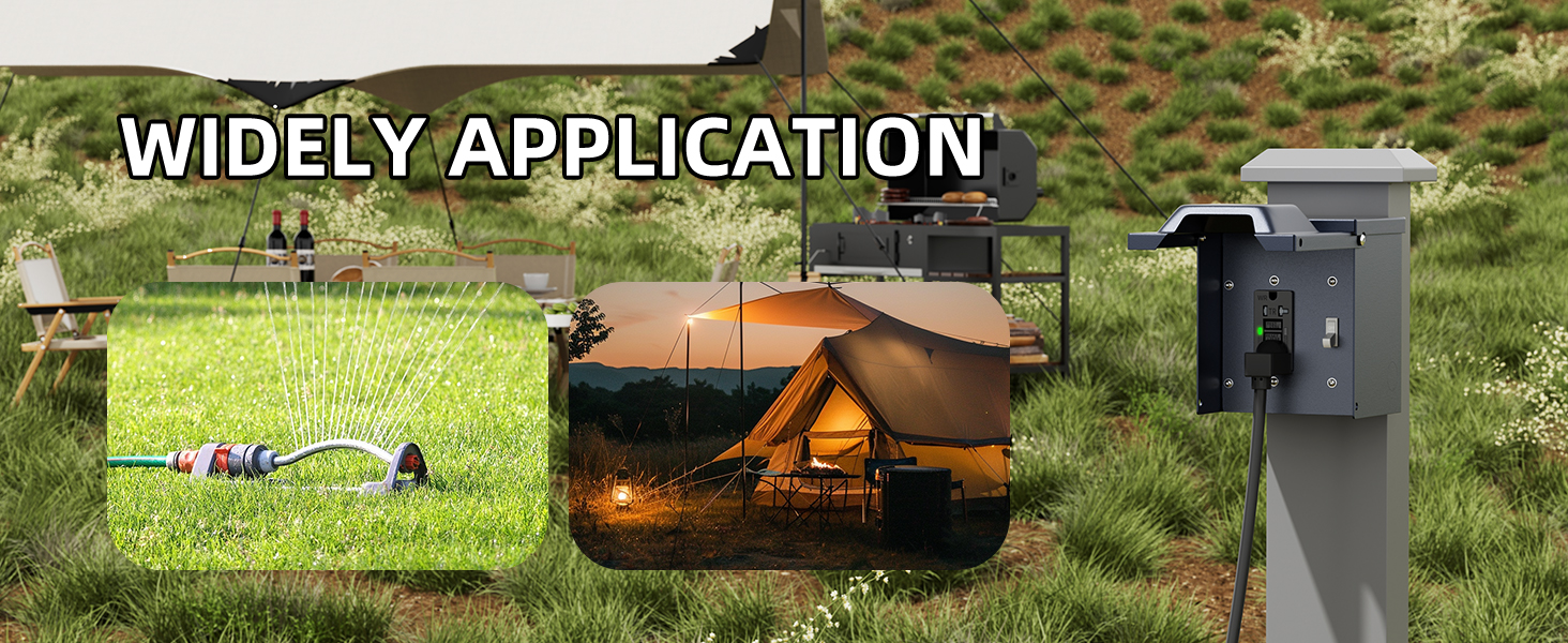 Outdoor Electrical Outlet Box with 20 Amp WRTR GFCI Receptacle and Switch ETL Listed