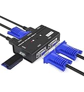 MT-VIKI VGA KVM Switch, 2 Port USB VGA KVM Switch for 2 Computers Share 1 Monitor Keyboard Mouse ...