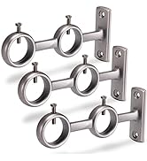 Goowin Curtain Rod Bracket, 3pcs Double Curtain Rod Holder, Double Rod Brackets Hooks for Living ...