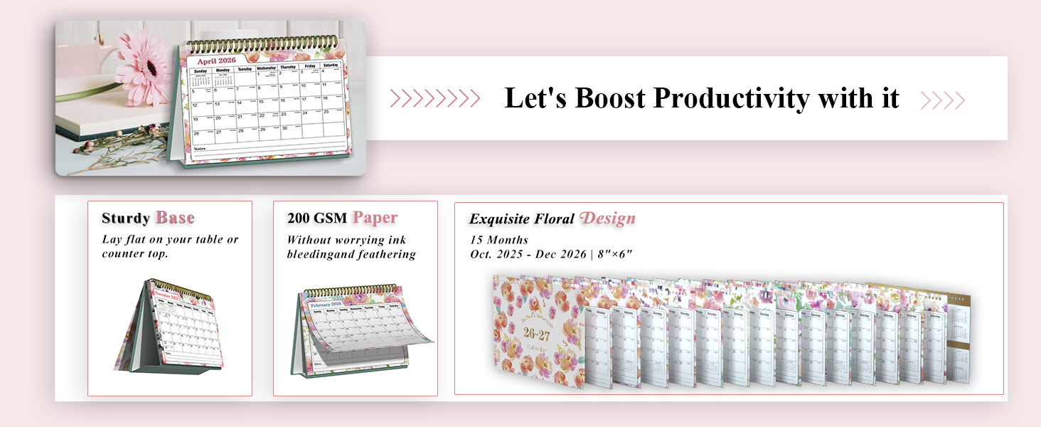 desk calendar 2026 standing flip desk calendar 2026-2027 calendar desktop calendar 2026 calendar