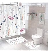 Mightree Bathroom Sets with Shower Curtain and Rugs 4pcs Sets, Waterproof Fabric Bathroom Curtain...