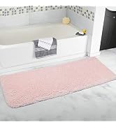 Bathroom Runner Rug, Non Slip Pink Bath Mat Plush Bathroom Rugs, Washable Long Carpet Bath Rugs f...