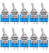 Taiss 10PCS SPST Mini Toggle Switch 2 Pin 2 Position ON/Off Miniature Toggle Switch 6A 125V Toggl...