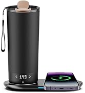 VFZO Temperature Control Heated Travel Mug Smart Self Heating Coffee Mug 18 Oz App Controlled LED...