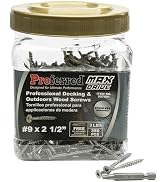 Proferred MAX Drive Professional Decking & Outdoor Wood Screws, Stainless Steel, 9 X 2-1/2", 6 Lo...