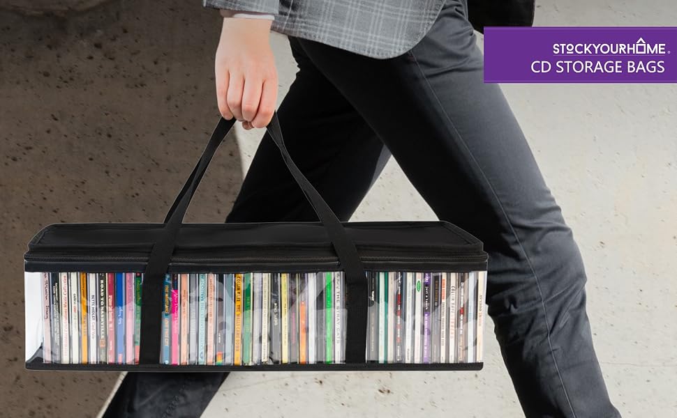 CD Storage Bags - Transparent PVC Media Storage - Water Resistant CD Holder Case with Handles