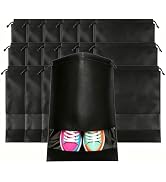 MEEZY 12 Pcs Black Shoe Bags for Travel Storage Packing Sneakers Beach | 12.6x17.3 in Large Draws...