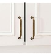Goldenwarm 10 Pack 5 Inch Antique Brass Cabinet Pulls Vintage Retro Brass Drawer Pulls Kitchen Ca...