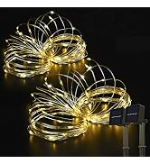 Beewin 2 Pack 33ft 100 LED Solar Copper String Lights,8 Modes Christmas Fairy Lights Waterproof I...