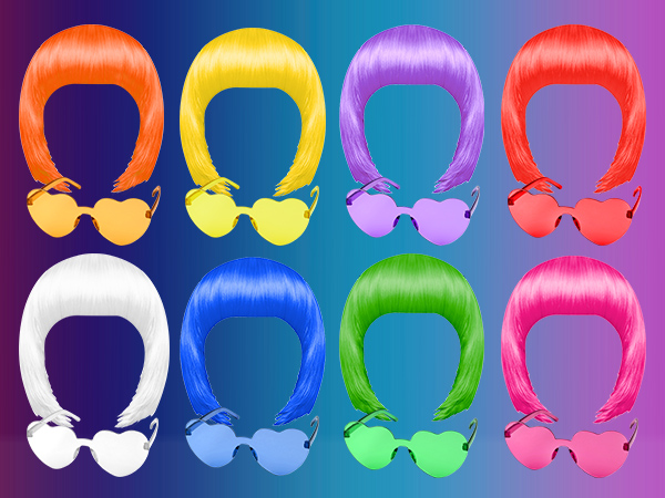 Party Wigs and Sunglass Set
