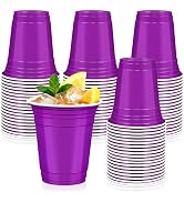 LIKAJON 50 Purple Plastic Cups, 12 oz Disposable Cups, Drinking Graduation Cups for Birthday Part...