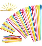 LOVEINUSA Plastic Sewing Needles Bulk, 120PCS Large Eye Yarn Neddles Kids Colorful Weaving Neddle...
