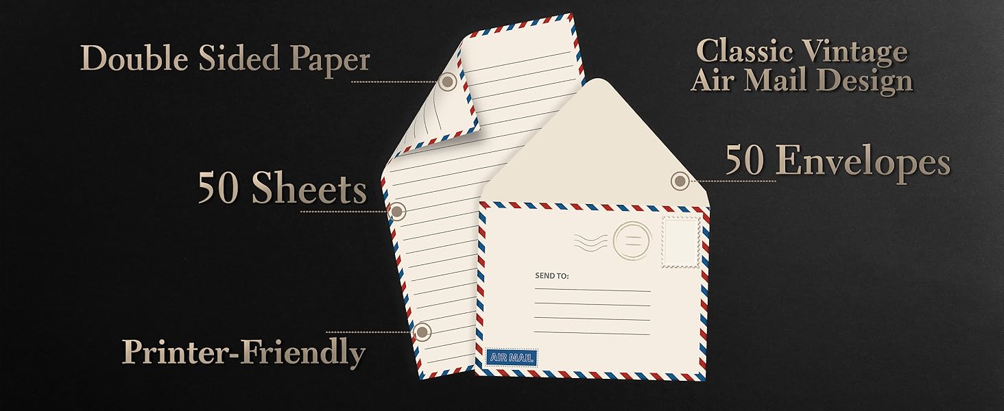 Vintage Airmail mini Stationery Set