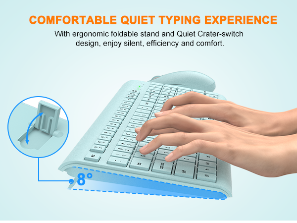 Wireless Keyboard and Mouse Combo Full Size Silent Ergonomic Keyboard Mouse Cordless Mouse Keyboard