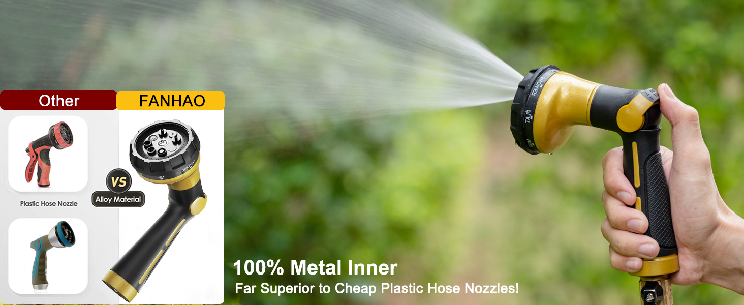 Metal Thumb Control Heavy Duty Multi-Purpose 8-in-1 Spray Garden Nozzle