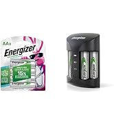 Energizer Rechargeable AA Batteries & Battery Charger Set, Includes 8 Pre-Charged AA Battery with...