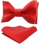 Adam Young Men's Self Tie Bow Tie with Pocket Squares Made of Sami-Glossy Satin Bowtie for Tuxedo...