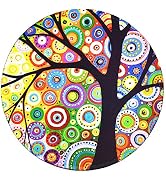 BOSOBO Mouse Mat, Round Mouse Pad with Tree of Life Design, Non-Slip Rubber with Stitched Edges, ...