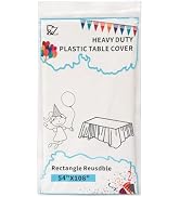 D&Z White Disposable Plastic Tablecloth for Rectangle Tables - 6 Pack, 54 x 108 inch Table Cloths...