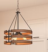 Inlight 18" Rustic and Industrial Design Farmhouse 3-Light Pendant for Kitchen Island, Textured B...