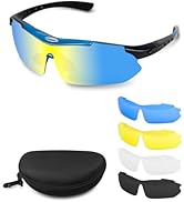 Hurdilen Polarized Cycling Sunglasses for Men Women, 5 Lenses UV Protection Anti-Glare Glasses fo...