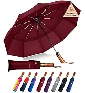 SIEPASA 49/54/62 Inch Windproof Golf Umbrella - Automatic Open/Close, Real Wood Handle - Large Fo...