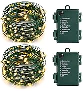 Battery Operated Starry Lights - 18FT 50 Micro LEDs, Warm White (2 Pack) for Christmas Tree, Wrea...