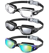 NSSIW Kids Goggles for 4-16, Kids Swimming Goggles Anti Fog No Leaking, 3 Pack Swim Goggles for B...