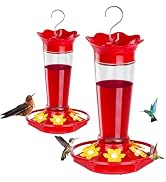 FEED GARDEN 10oz Plastic Hummingbird Feeders for Outdoors - 2 Pack, Ant & Bee Proof, 6 Feeding Po...