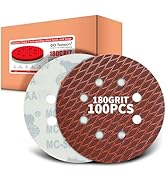 Faoyoon 180 grit Sanding Disc 5 Inch 8 Hole Hook and Loop, Diamond Shape Sand Paper for Woodworki...