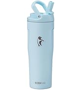 Coolflask 32 oz Insulated Water Bottle - Slim Tumbler with Straw & Handle - Car Cup Holder Friend...