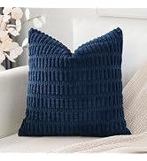OTOSTAR Corduroy Decorative Throw Pillow Covers 20x20 Inch Super Soft Boho Striped Square Pillow ...
