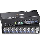 8 Port HDMI Displayport KVM Switch 2 Monitors 8 Computers 4K@60Hz EDID Simulation,8 PC Dual Monit...