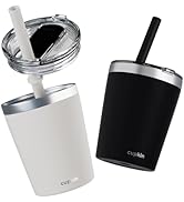 CUPKIN Trainer Sippy Cup, The Original 8 oz Stackable Stainless Steel Modern Tumblers, Set of 2 P...