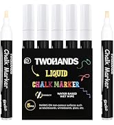 TWOHANDS White Liquid Chalk Markers Bullet & Chisel Point,5 Count | Blackboard, Chalkboard, Wet E...