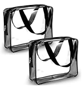 2Pcs Crystal Clear Toiletry Bag Kit Travel Beach Essentials Women Men, PVC Vinyl Packing Organize...