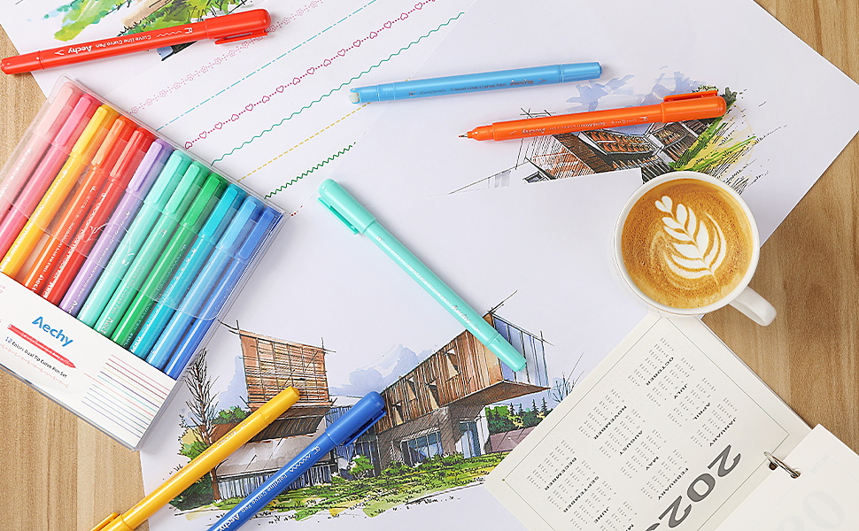 Aechy Fine Tip Curve Pens