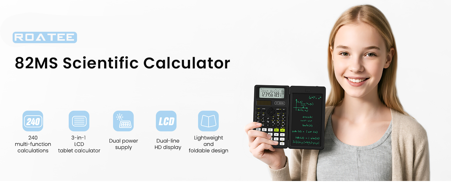 Middle and High School Supplies for Student, 82 MS Science Calculator with Writing Tablet