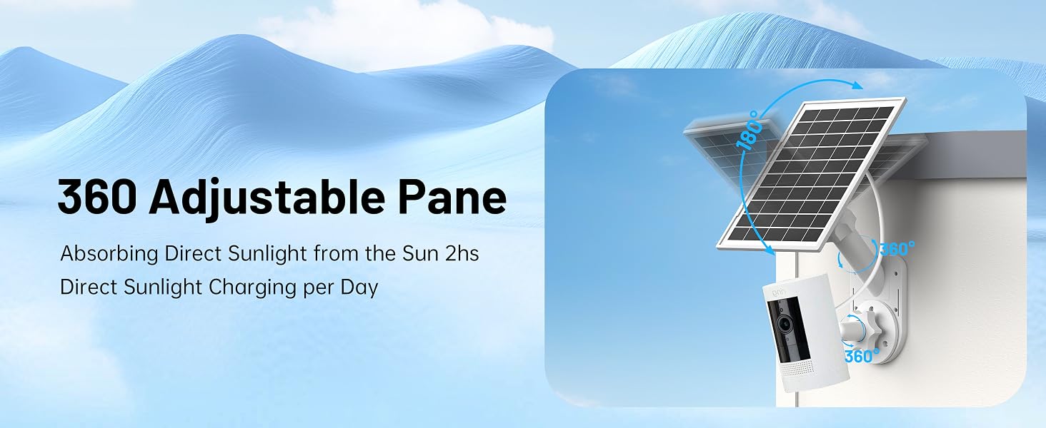 Solar Panel and 2-In-1 Wall Mount for Ring Cam