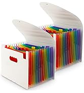 2 Pack Expanding File Folder, 24 Pocket Accordian File Organizer A4 Letter Size Portable Document...