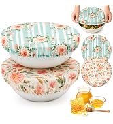 R HORSE Floral Beeswax Bowl Covers, Reusable Bread Proofing Covers, 2PCS | Natural Beeswax, Elast...
